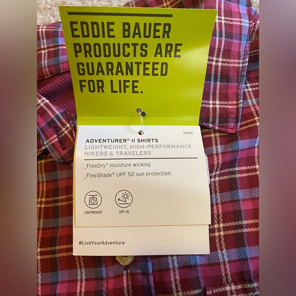 NWT Eddie Bauer Adventurer II 2 Button-up Plaid Shirt - Medium - Picture 4 of 6